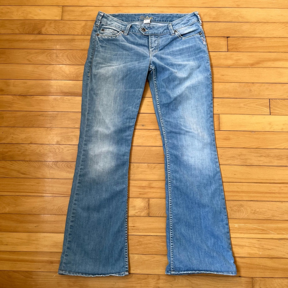 Silver Jeans Co Womens Tuesday Low Rise Bootcut Medium Wash Stitch 32x33